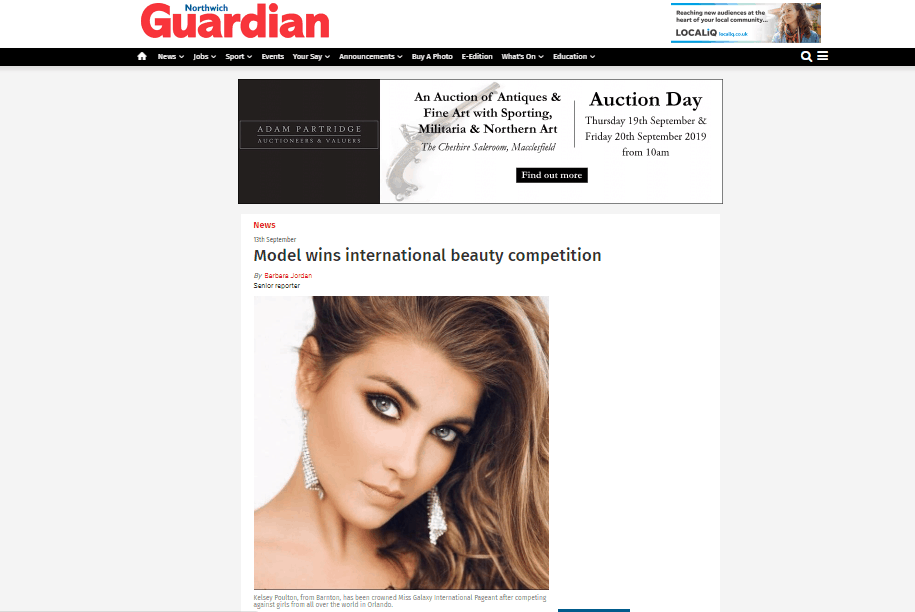 Kelsey Poulton, has made her local headlines after winning the Miss Galaxy crown! - Pageant Girl